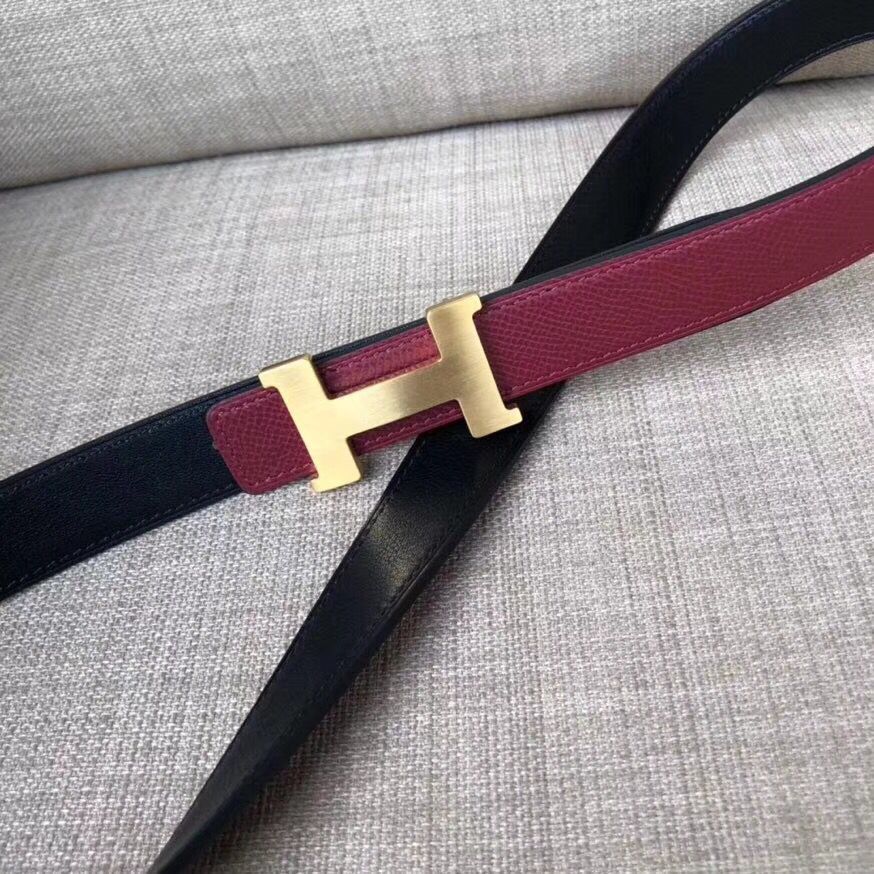 Hermes Mini Constance 24mm Reversible Belt Black/Ruby - Image 4