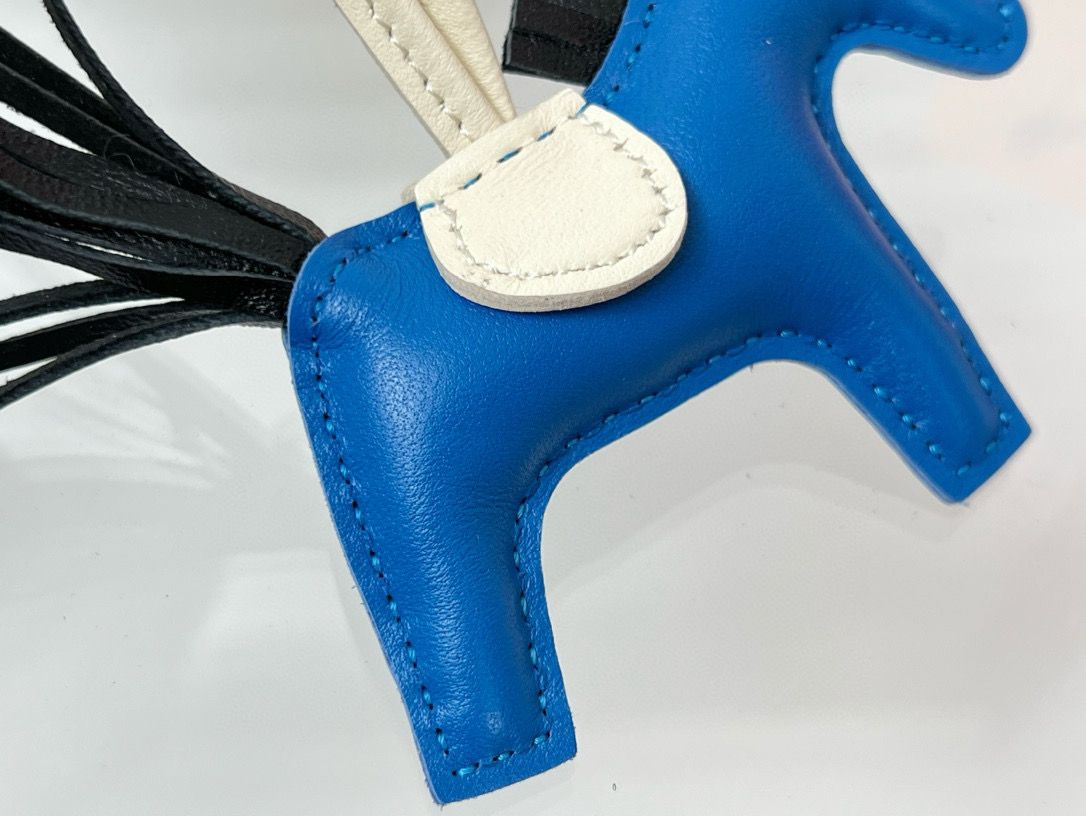 Hermes Rodeo PM Bag Charm in Blue/Black/Craie Lambskin - Image 5