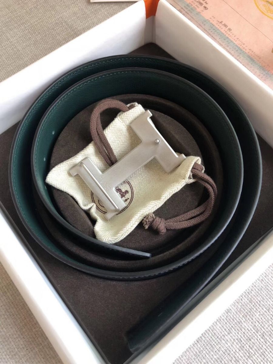 Hermes Constance 2 Belt Buckle & Black/Green Epsom 42MM Strap - Image 5