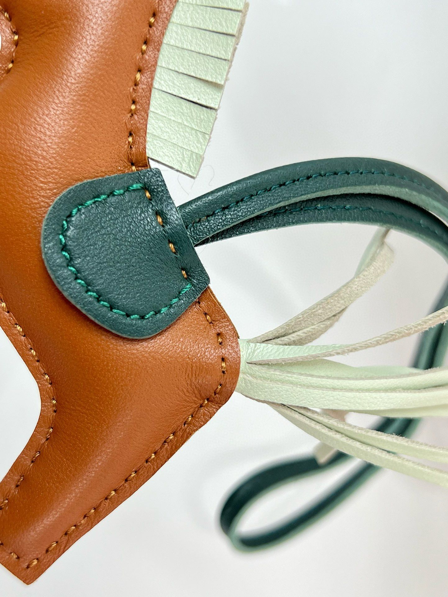 Hermes Rodeo PM Bag Charm in Gold/Vert Fizz/Green Lambskin - Image 4