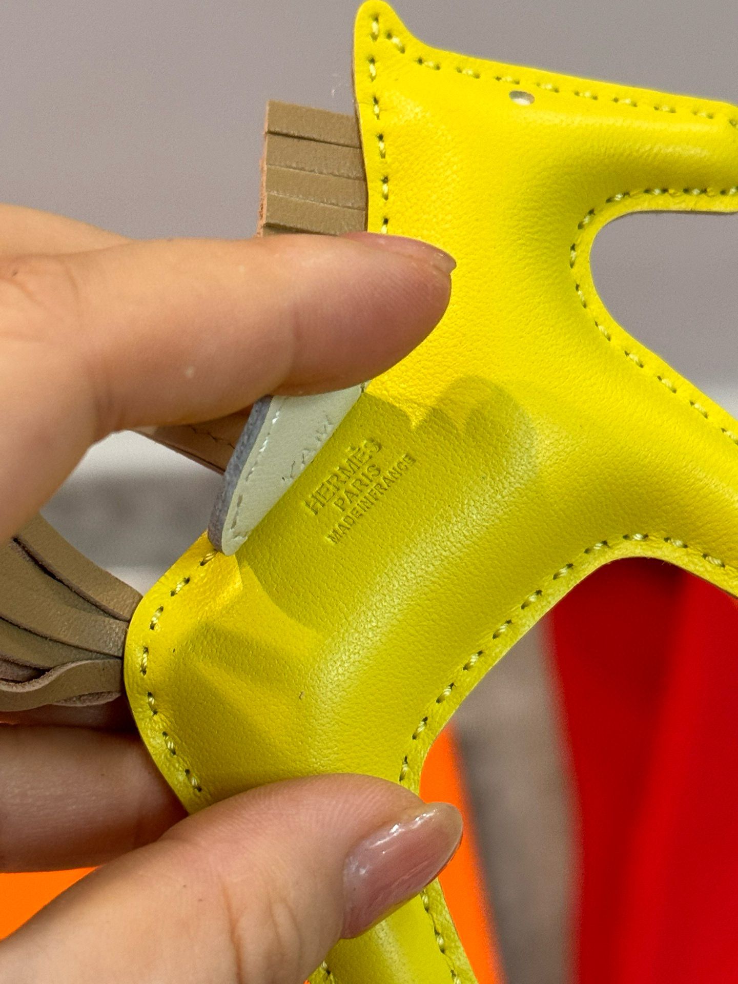 Hermes Rodeo PM Bag Charm in Yellow/Sesame/Craie Lambskin - Image 6