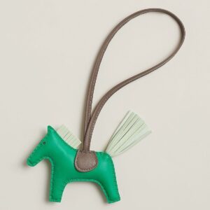 Hermes Rodeo PM Bag Charm in Menthe/Vert Fizz/Taupe Lambskin