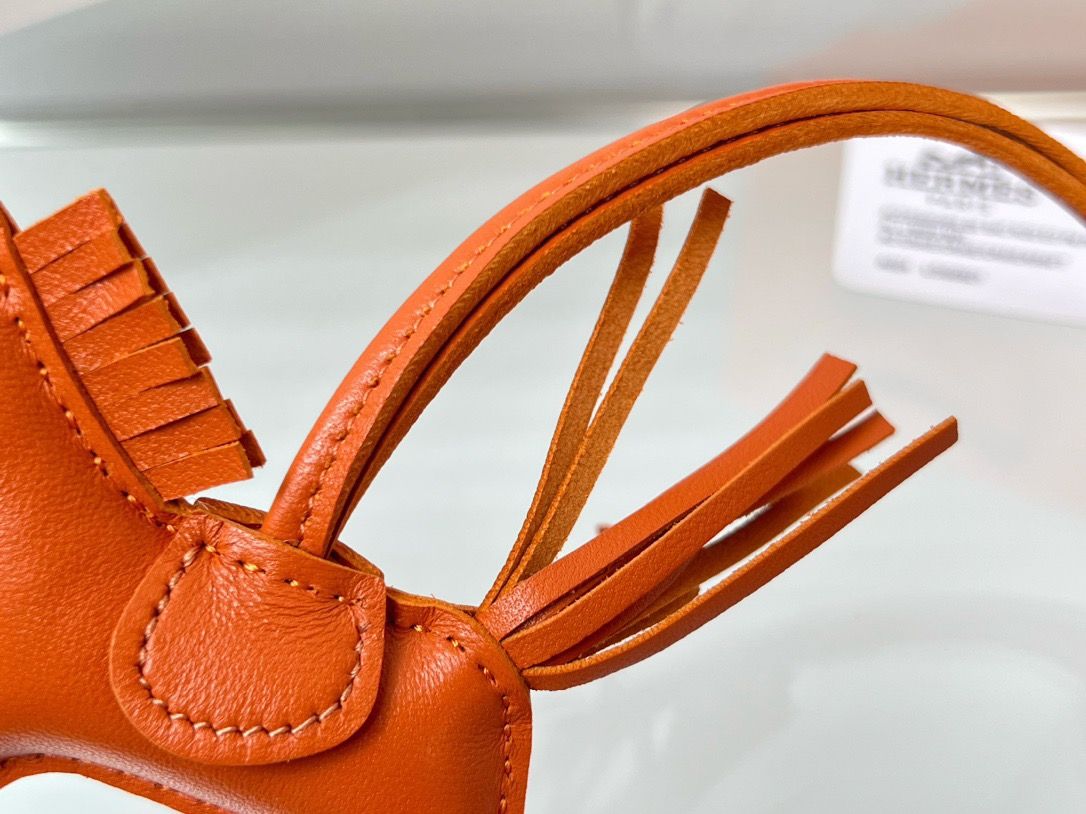 Hermes Rodeo PM Bag Charm in Orange Milo Lambskin - Image 4