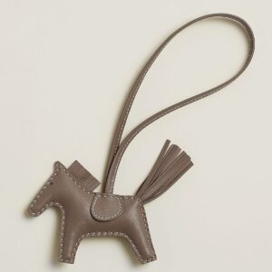 Hermes Rodeo PM Bag Charm in Etoupe Lambskin