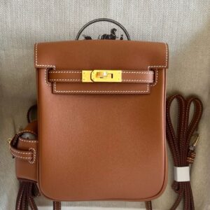 Hermes Kelly Jump Backpack in Gold Swift Calfskin