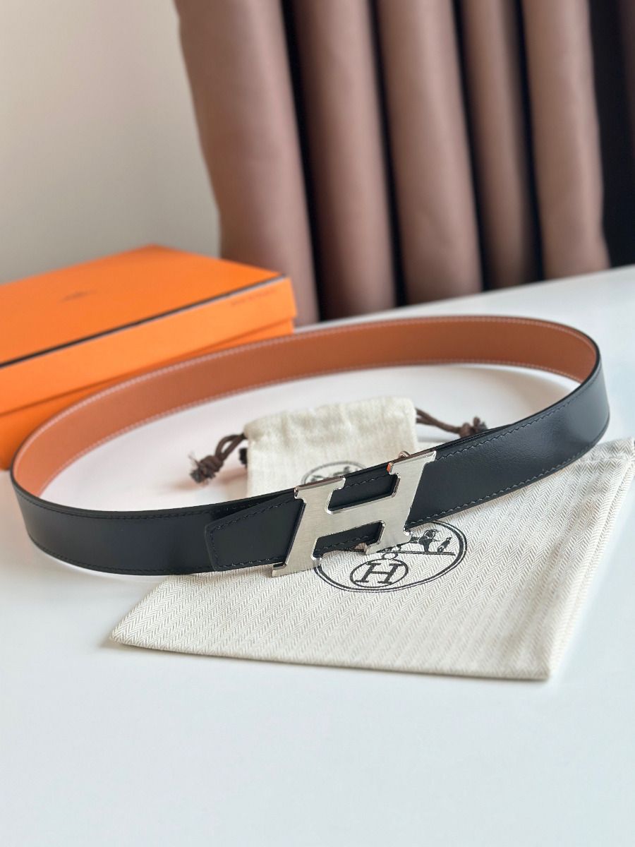 Hermes H Speed Reversible Belt 32MM in Gold Clemence Leather - Image 3