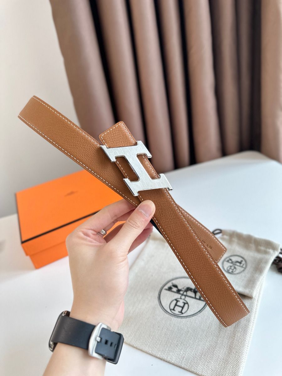 Hermes H Speed Reversible Belt 32MM in Gold Epsom Calfskin - Image 3