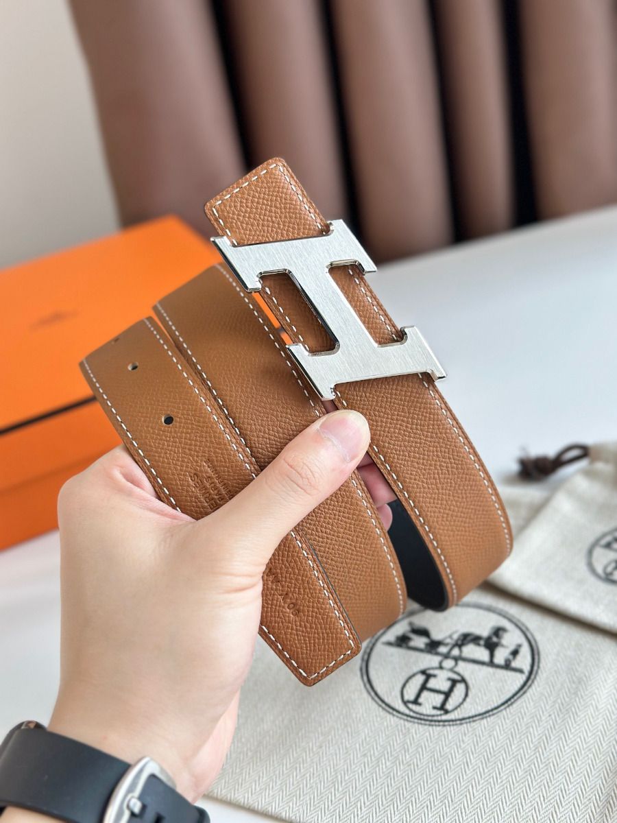 Hermes H Speed Reversible Belt 32MM in Gold Epsom Calfskin - Image 4