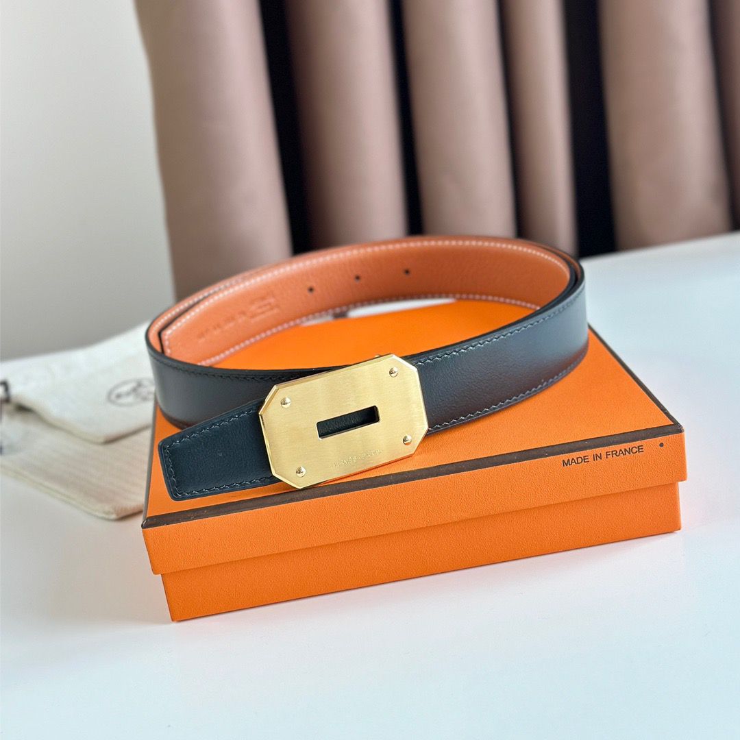 Hermes Neo Reversible Belt 32MM in Gold Clemence Leather - Image 4