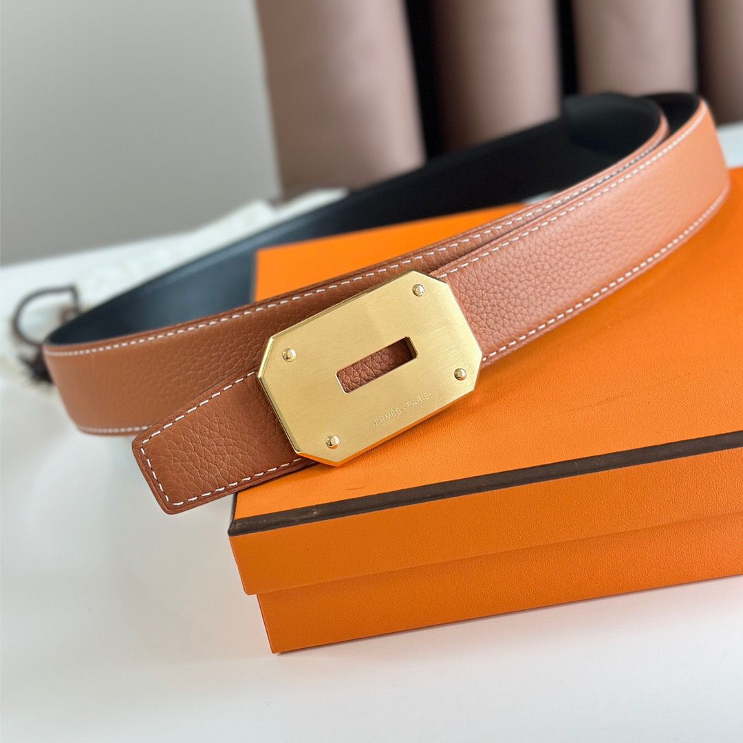 Hermes Neo Reversible Belt 32MM in Gold Clemence Leather - Image 7