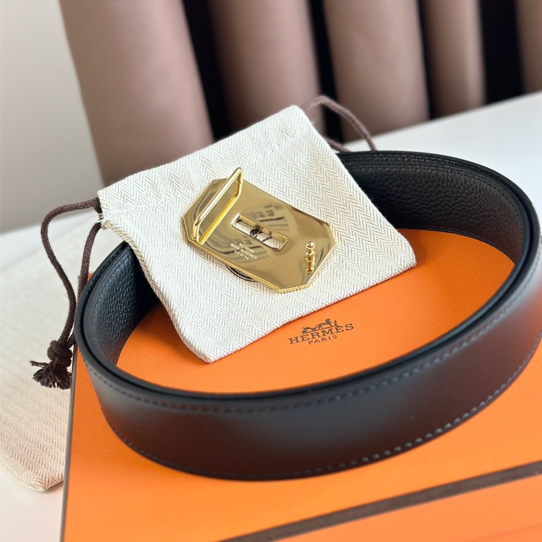 Hermes Neo Reversible Belt 32MM in Black Clemence Leather - Image 5