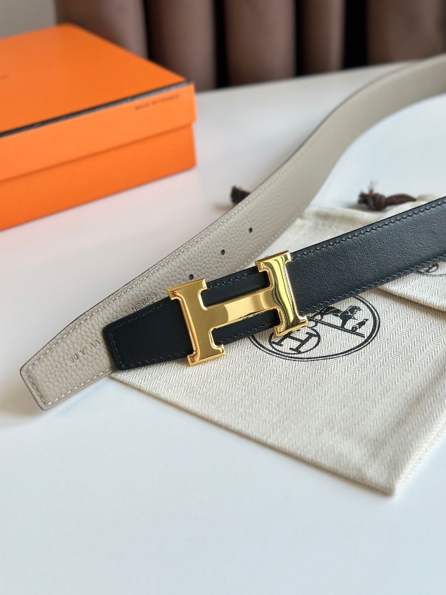 Hermes H Reversible Belt 32MM in Black Clemence Leather - Image 5