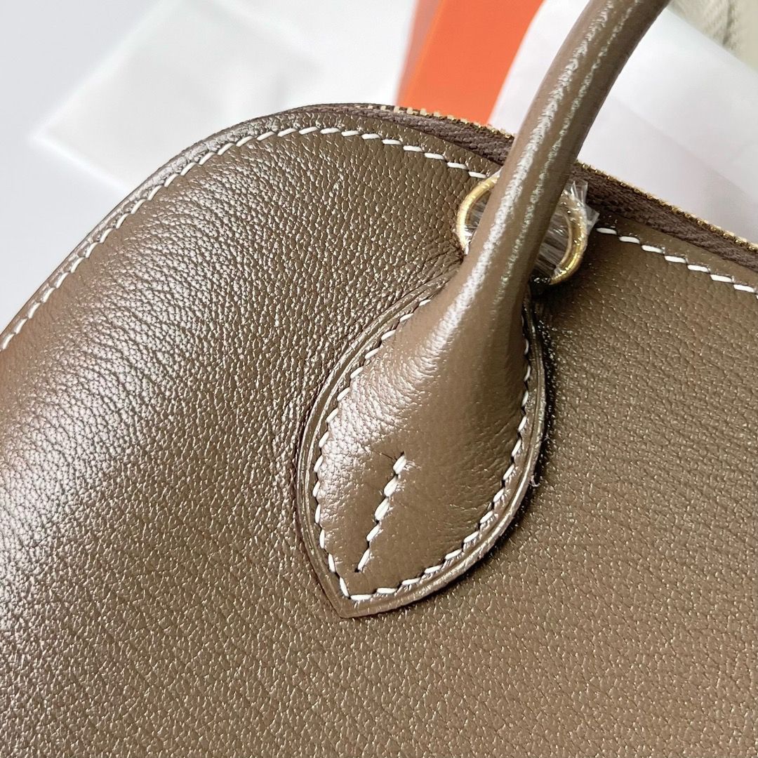 Hermes Bolide 1923 Mini Handmade Bag In Taupe Chevre Mysore Leather - Image 4