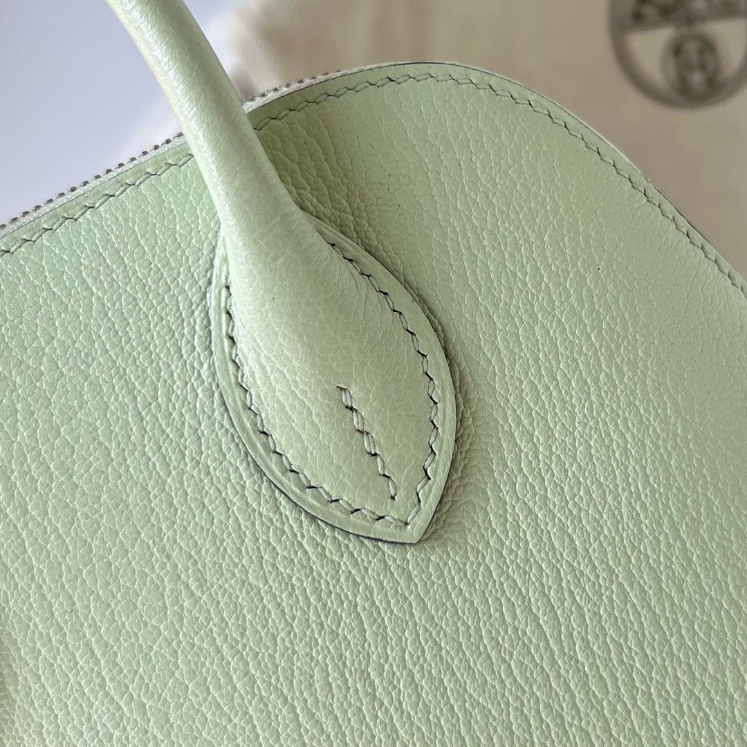 Hermes Bolide 1923 Mini Handmade Bag In Vert Fizz Chevre Mysore Leather - Image 7