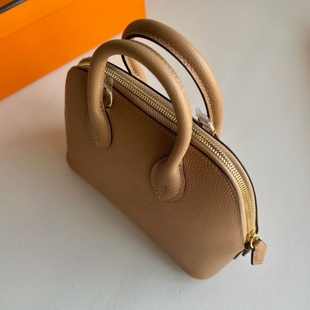 Hermes Bolide 1923 Mini Handmade Bag in Chai Evercolor Calfskin - Image 5
