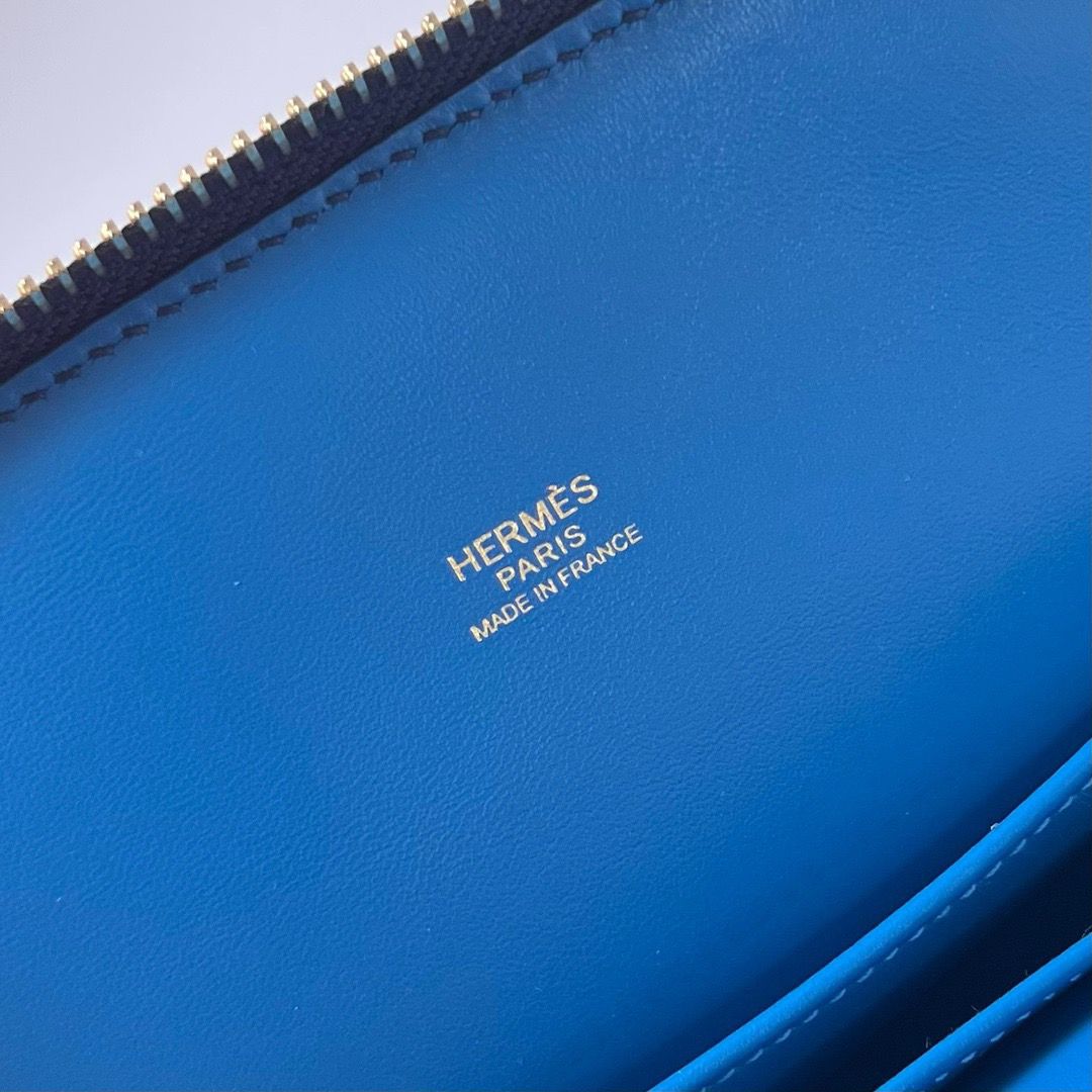 Hermes Bolide 1923 25 Handmade Bag In Blue Saphir Evercolor Calfskin - Image 8