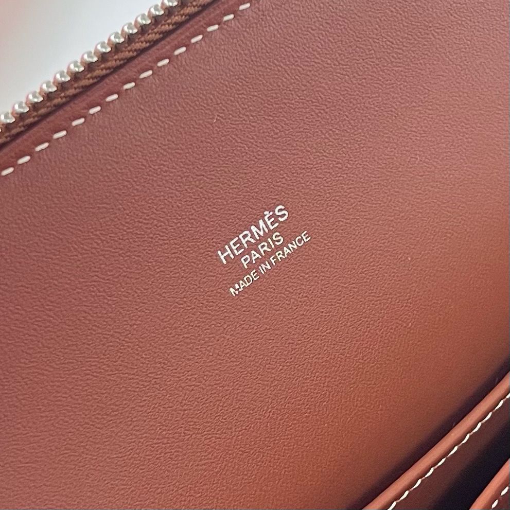 Hermes Bolide 1923 25 Handmade Bag In Gold Doblis Suede Leather - Image 9