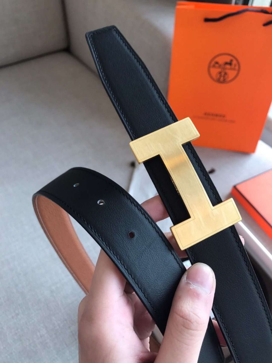 Hermes Quizz 32mm Reversible Belt In Brown Clemence Leather - Image 6