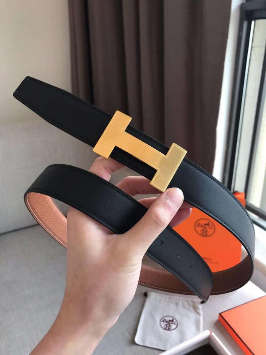 Hermes Quizz 32mm Reversible Belt In Brown Clemence Leather - Image 7