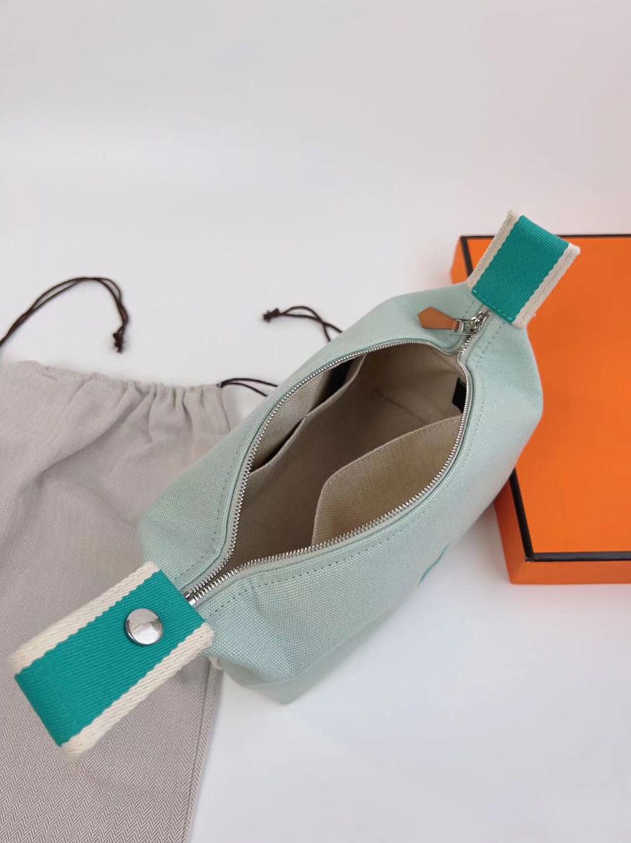 Hermes Bride-a-Brac Large Case in Light Green Canvas - Image 7