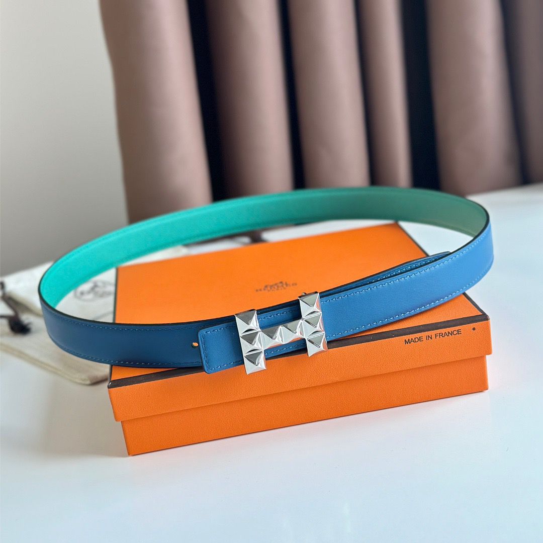 Hermes H Medor Reversible Belt 24MM in Green Epsom Leather - Image 3