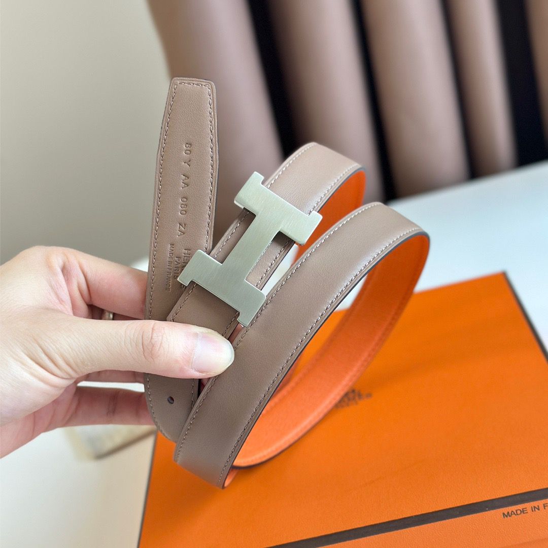 Hermes Mini Constance 24mm Belt in Orange Epsom Leather and Blue Swift Leather - Image 5