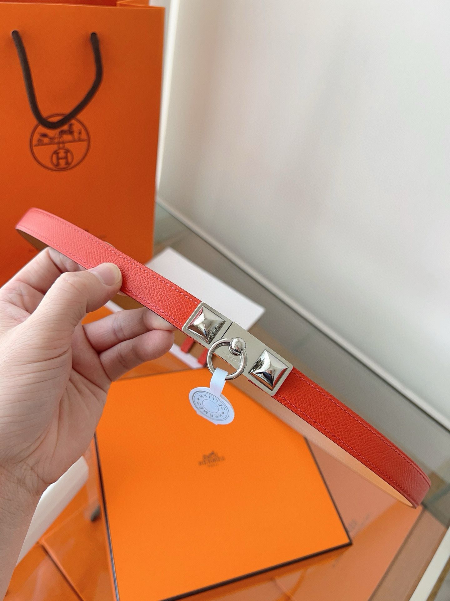 Hermes Rivale 18 Belt in Red Epsom Calfskin - Image 3