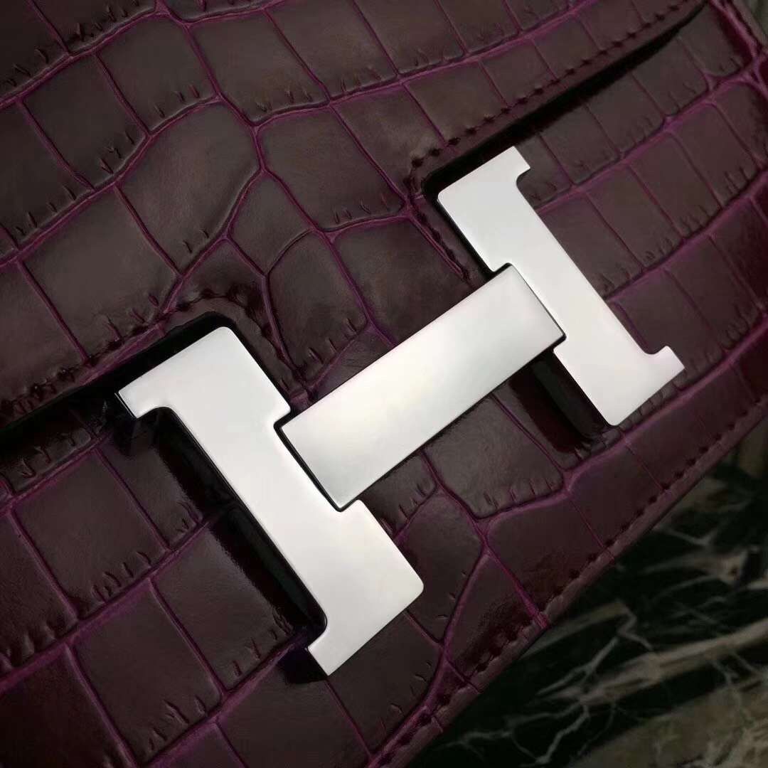 Hermes Fuchsia Constance MM 24cm Crocodile Bag - Image 5