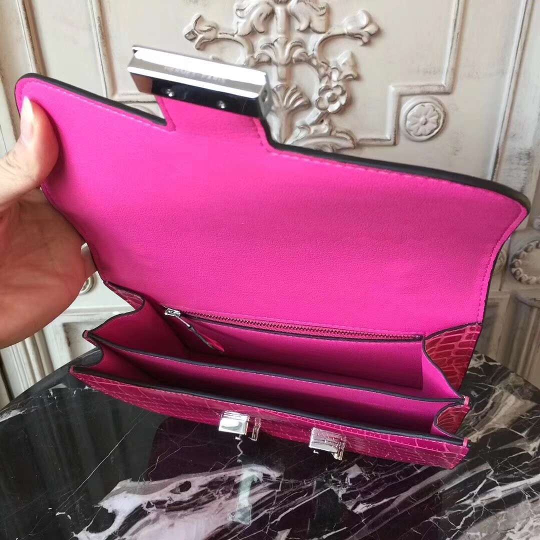Hermes Rose Red Constance MM 24cm Crocodile Bag - Image 7