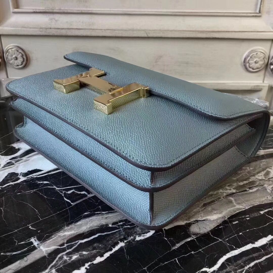 Hermes Blue Lin Constance MM 24cm Epsom Leather Bag - Image 4