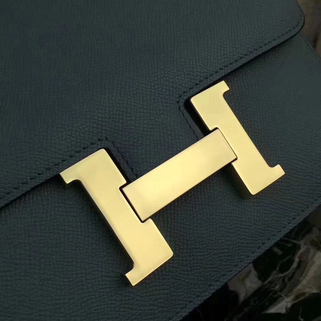 Hermes Blue Lin Constance MM 24cm Epsom Leather Bag - Image 5