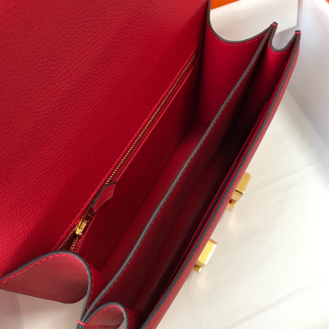 Hermes Red Constance MM 24cm Epsom Leather Bag - Image 8