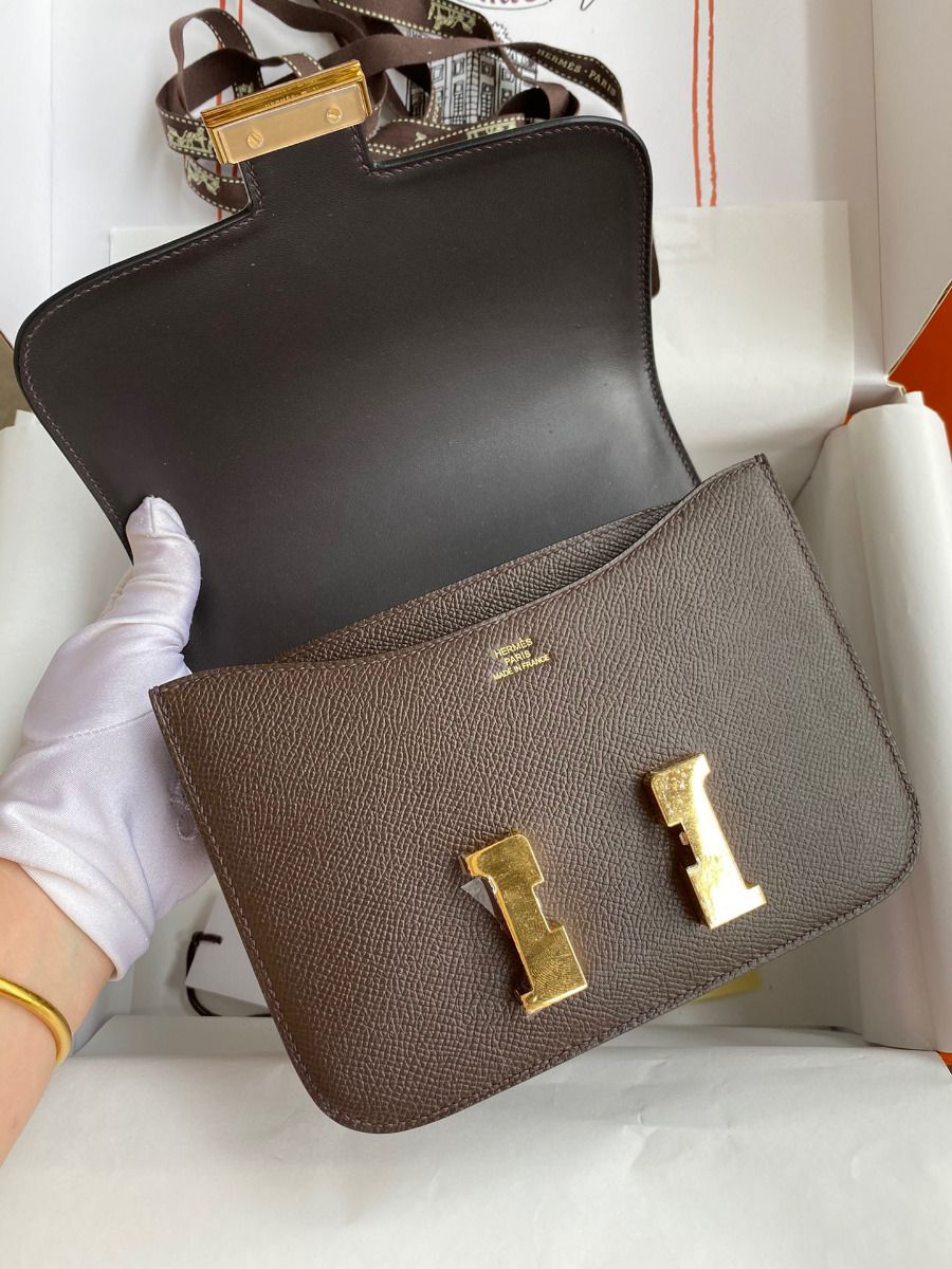 Hermes Constance 18 Handmade Bag In Chocolat Epsom Calfskin - Image 7