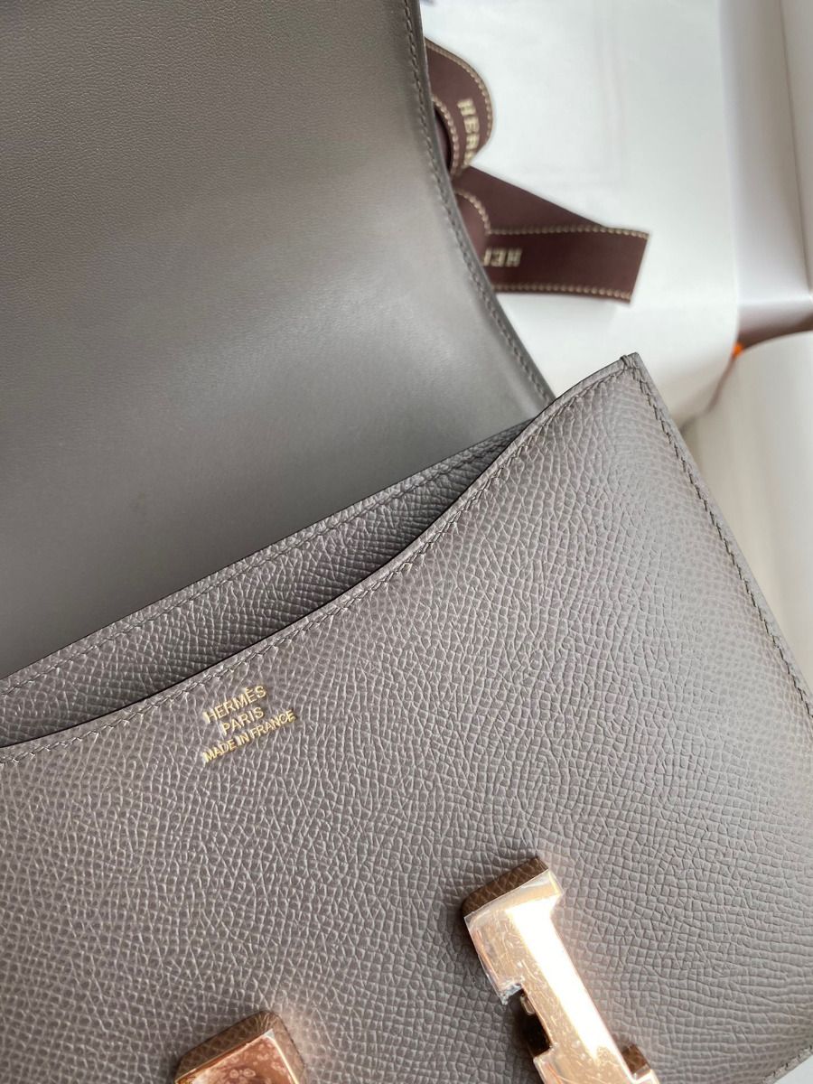 Hermes Constance 18 Handmade Bag In Etain Epsom Calfskin - Image 8