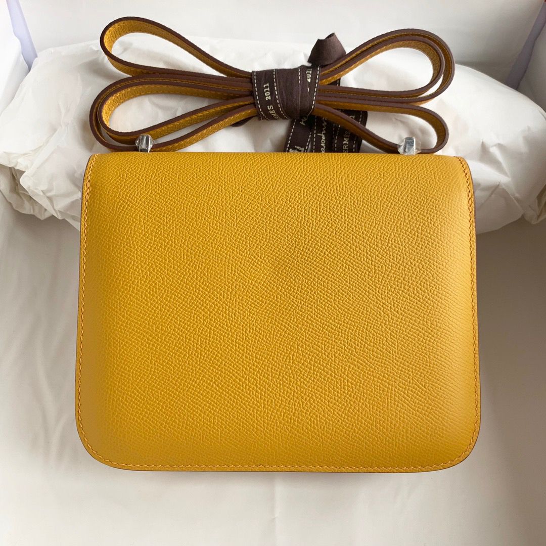 Hermes Constance 18 Handmade Bag In Jaune Ambre Epsom Calfskin - Image 3