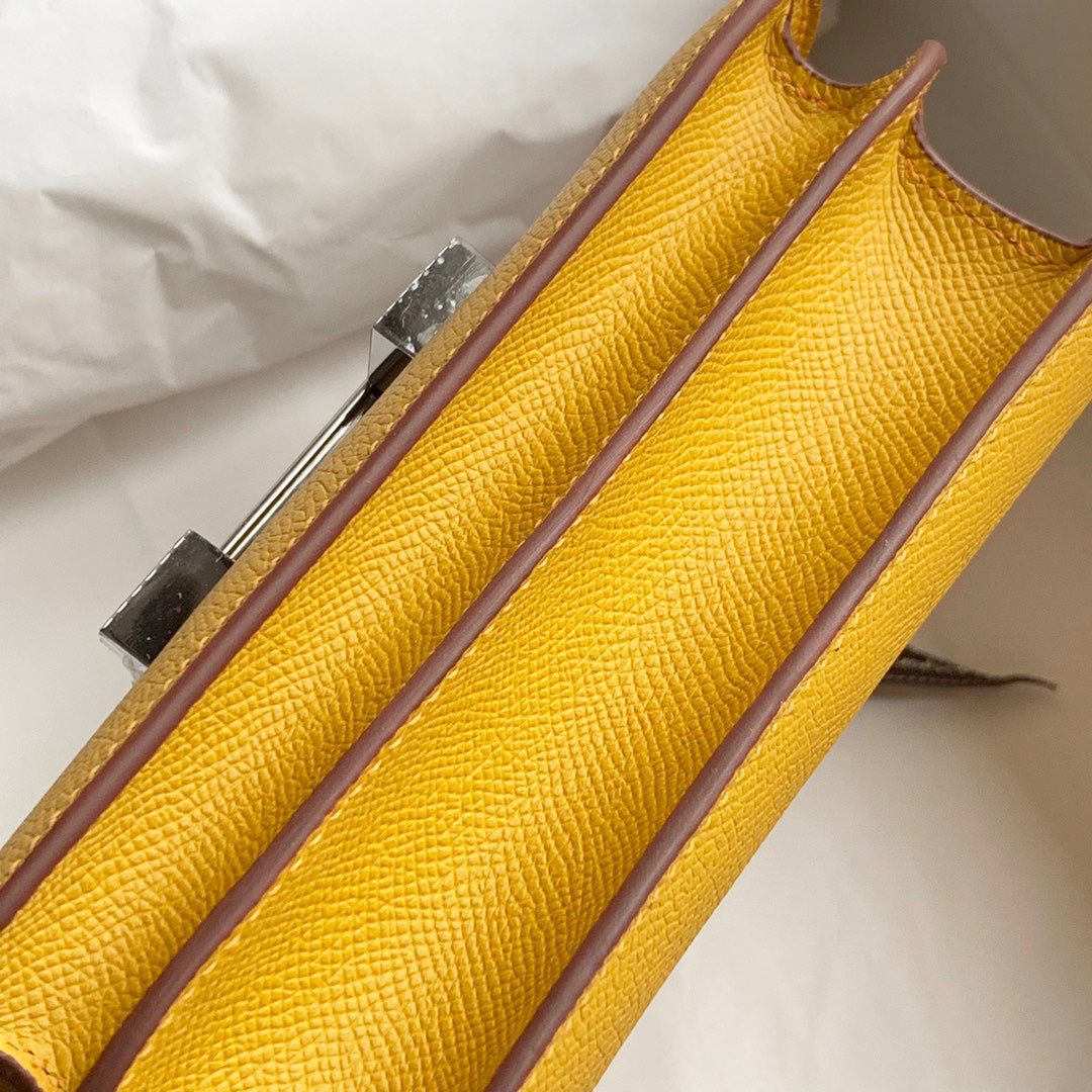Hermes Constance 18 Handmade Bag In Jaune Ambre Epsom Calfskin - Image 5