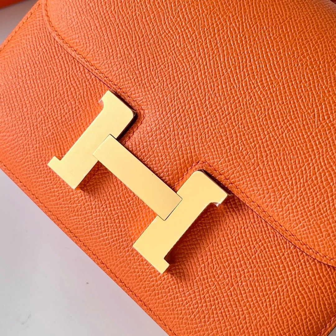 Hermes Constance 18 Handmade Bag In Orange Epsom Calfskin - Image 4