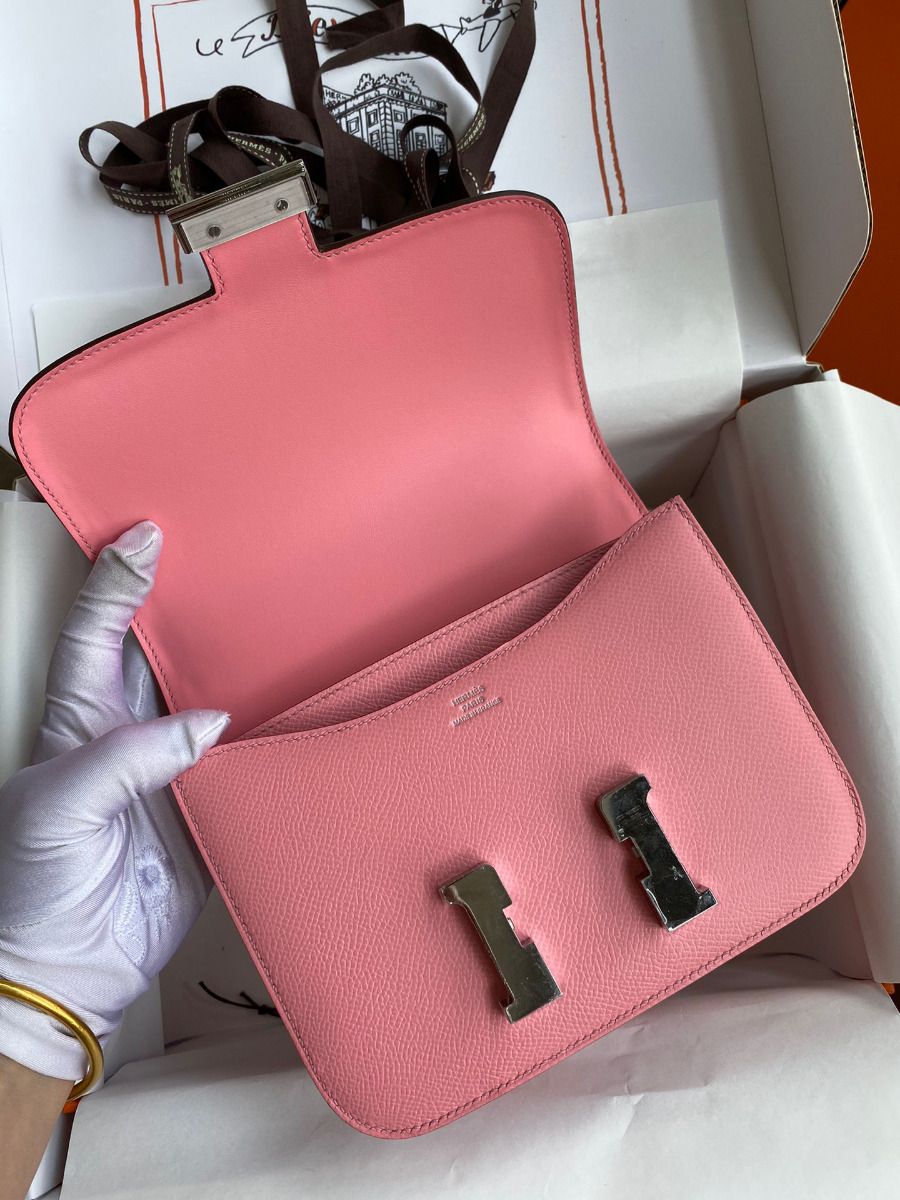 Hermes Constance 18 Handmade Bag In Rose Confetti Epsom Calfskin - Image 7