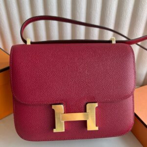 Hermes Constance 18 Handmade Bag in Rouge Grenat Epsom Calfskin