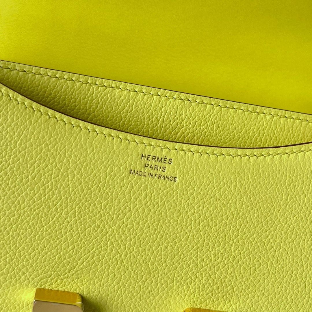 Hermes Constance 18 Handmade Bag In Lime Evercolor Calfskin - Image 7