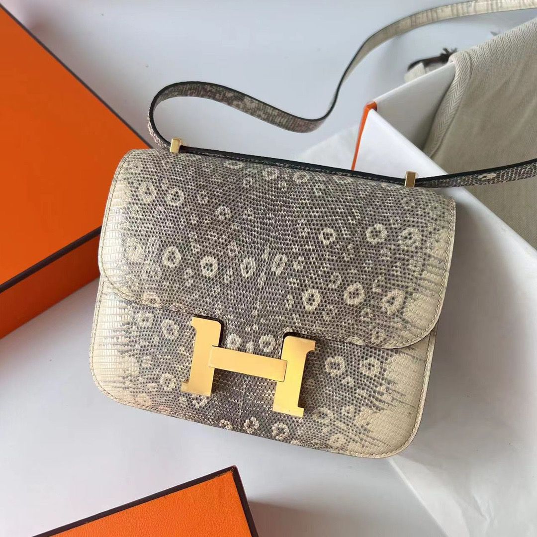 Hermes Constance 18 Handmade Bag In Natural Lizard Skin - Image 3