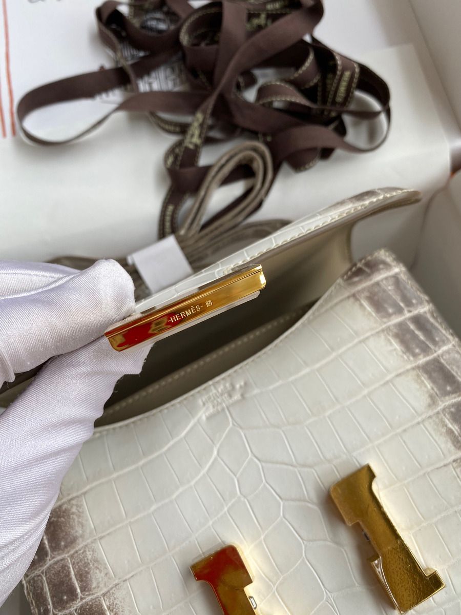 Hermes Constance 18 Handmade Bag In Himalaya Crocodile Niloticus Skin - Image 9