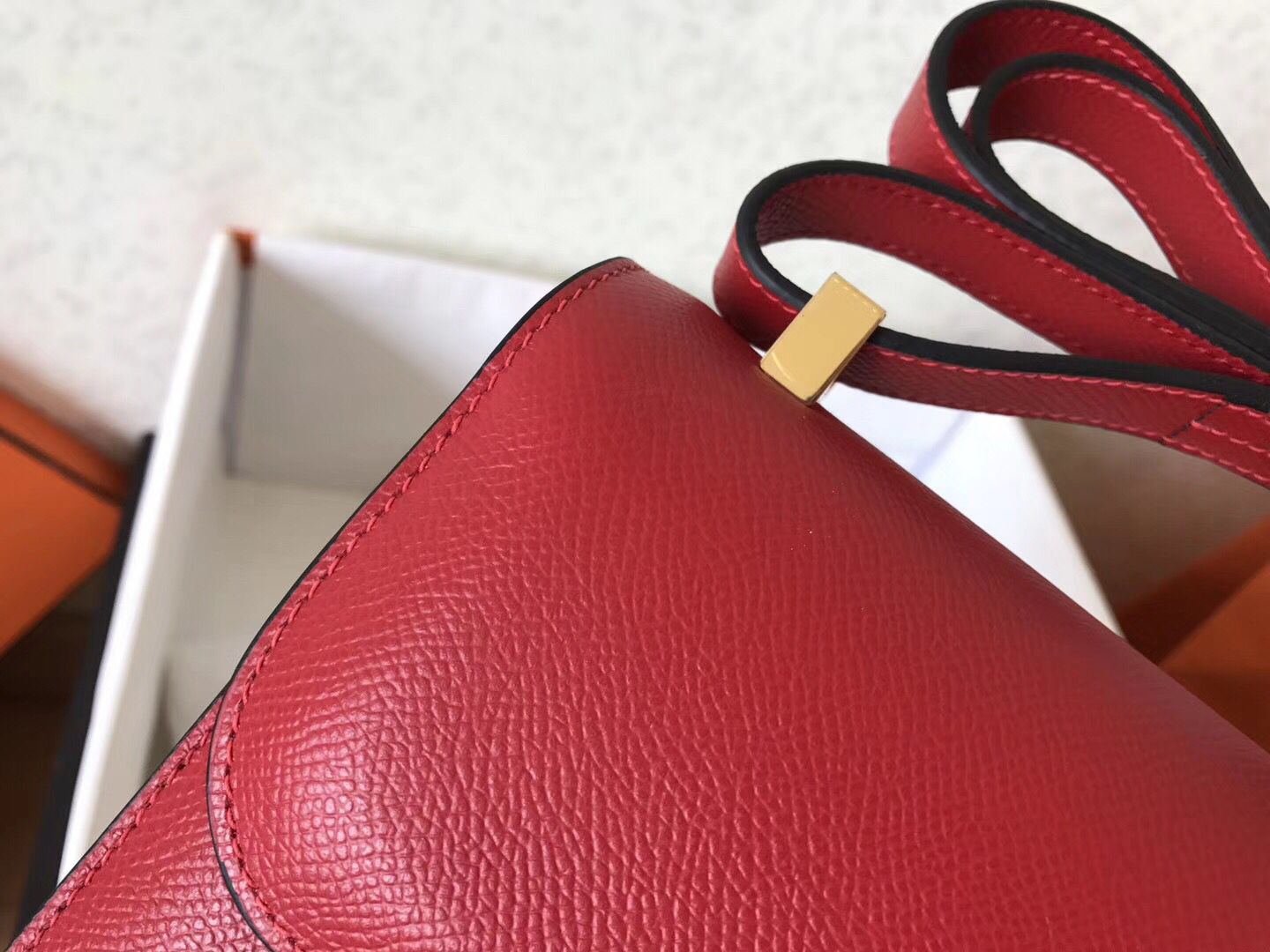 Hermes Constance 24 Handmade Bag In Red Epsom Leather - Image 8