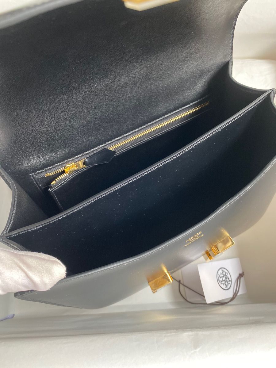 Hermes Constance 24 Handmade Bag In Black Box Calfskin - Image 9