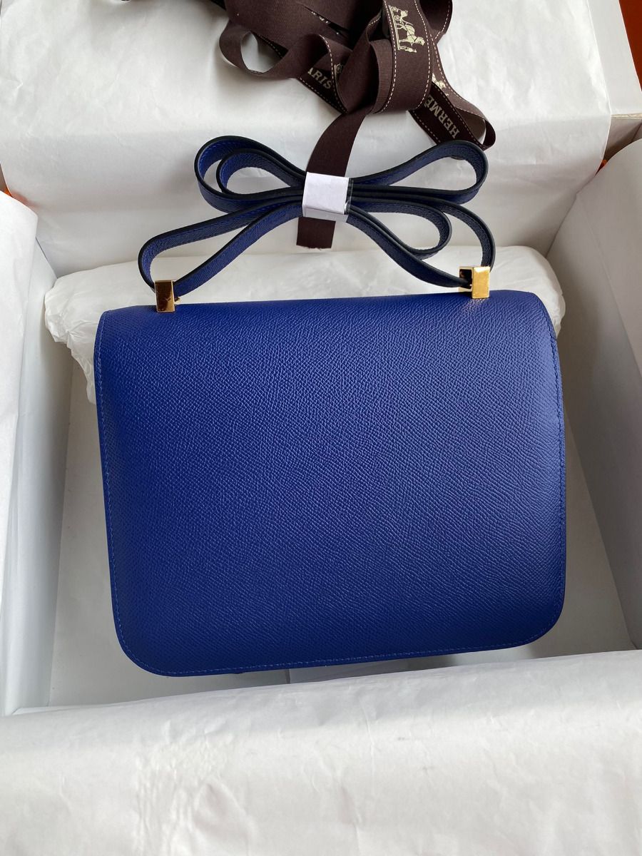 Hermes Constance 24 Handmade Bag In Blue Electric Epsom Calfskin - Image 3