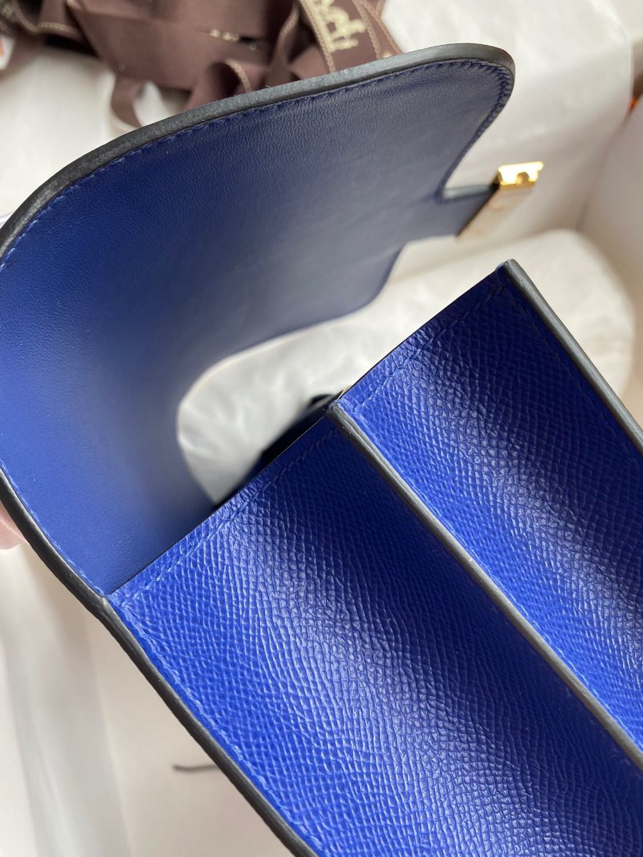 Hermes Constance 24 Handmade Bag In Blue Electric Epsom Calfskin - Image 8