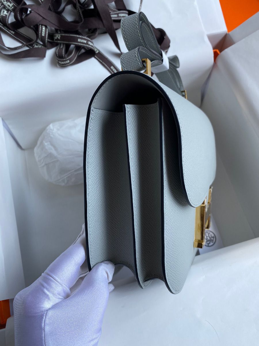 Hermes Constance 24 Handmade Bag In Blue Lin Epsom Calfskin - Image 5