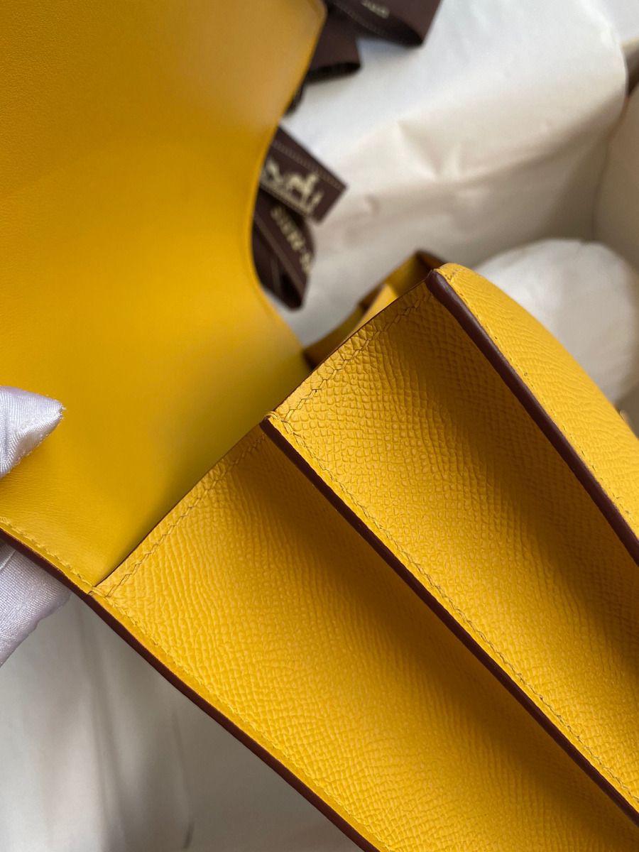 Hermes Constance 24 Handmade Bag In Jaune Ambre Epsom Calfskin - Image 9