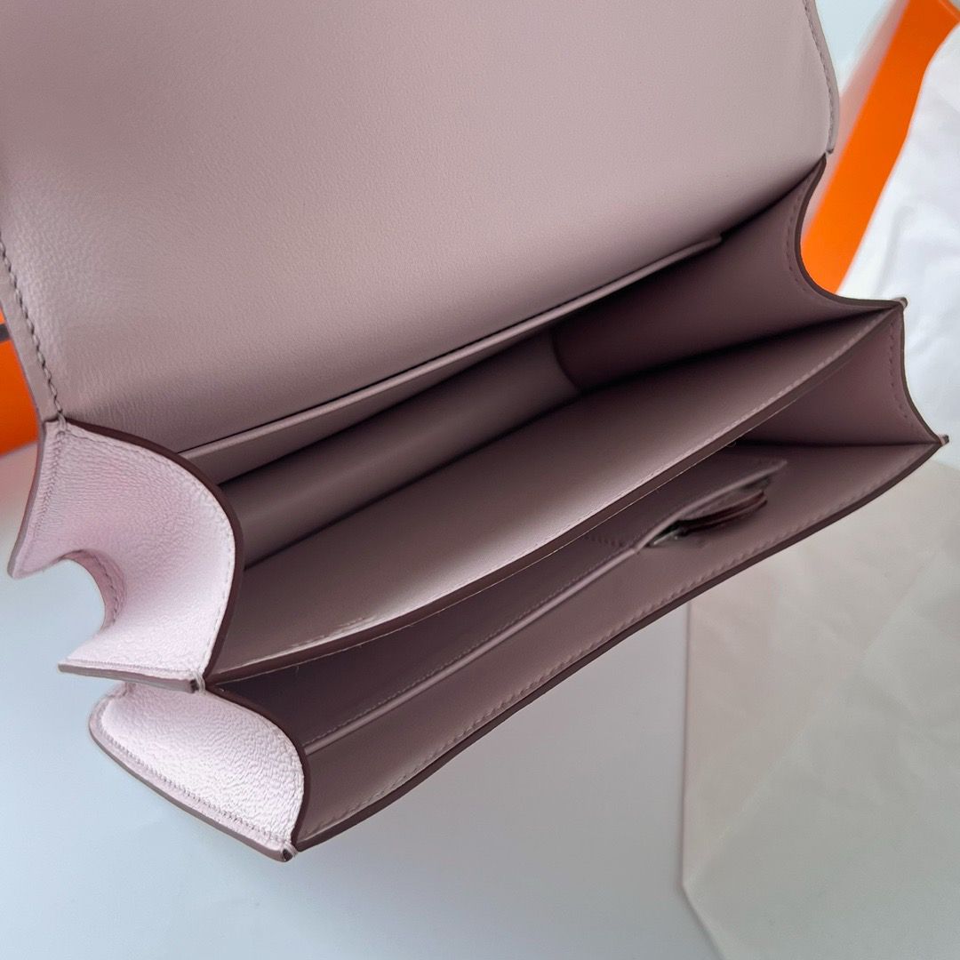 Hermes Constance 1-18 Mirror Bag In Mauve Pale Chevre Mysore Leather - Image 8