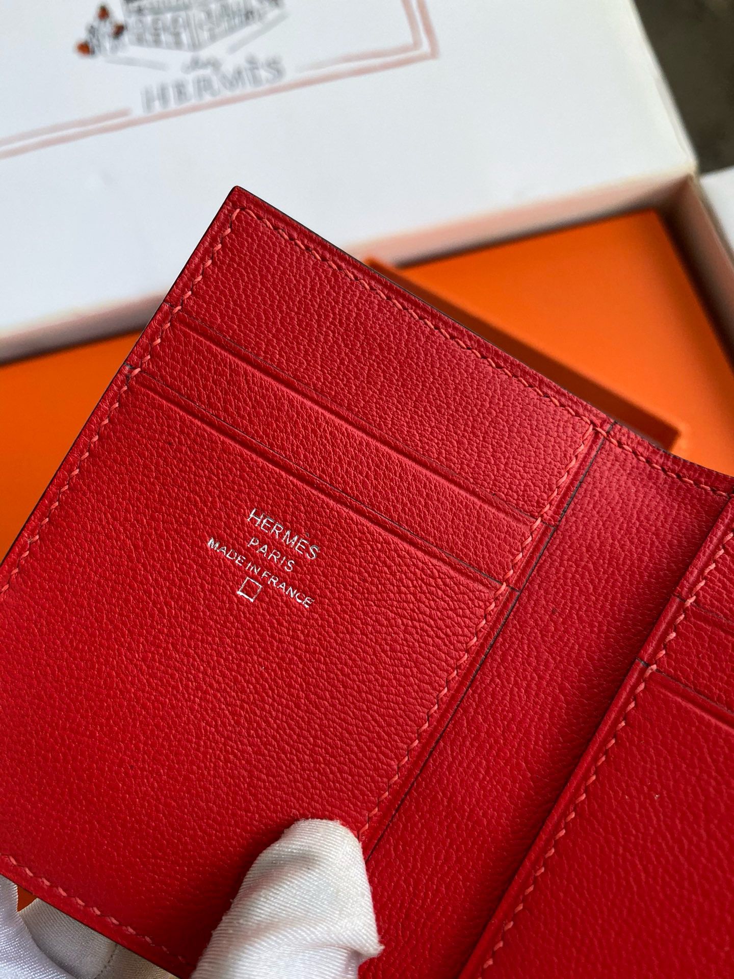 Hermes MC² Euclide Card Holder in Red Shiny Alligator Leather - Image 4